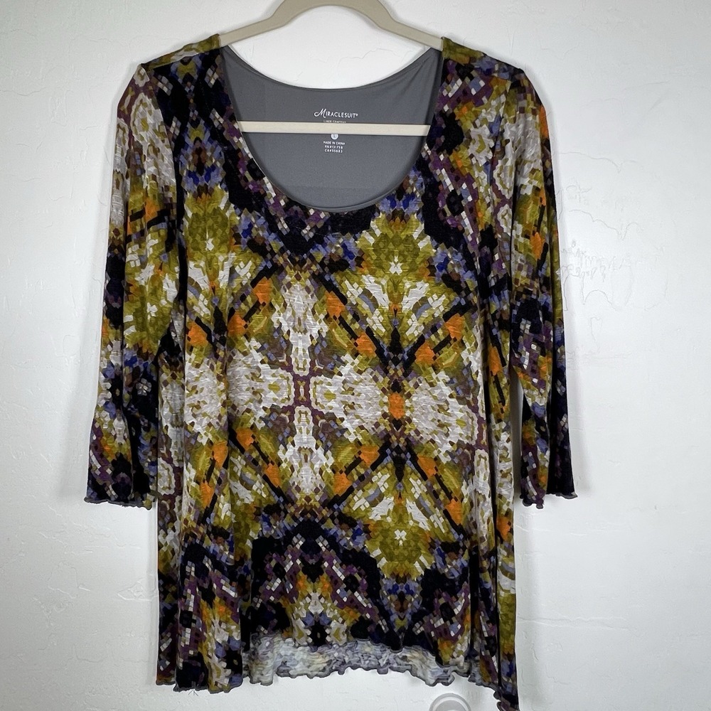 MiracleSuit Everyday Shapewear Top Blouse Olive Purple Taupe Ochre Rust Large